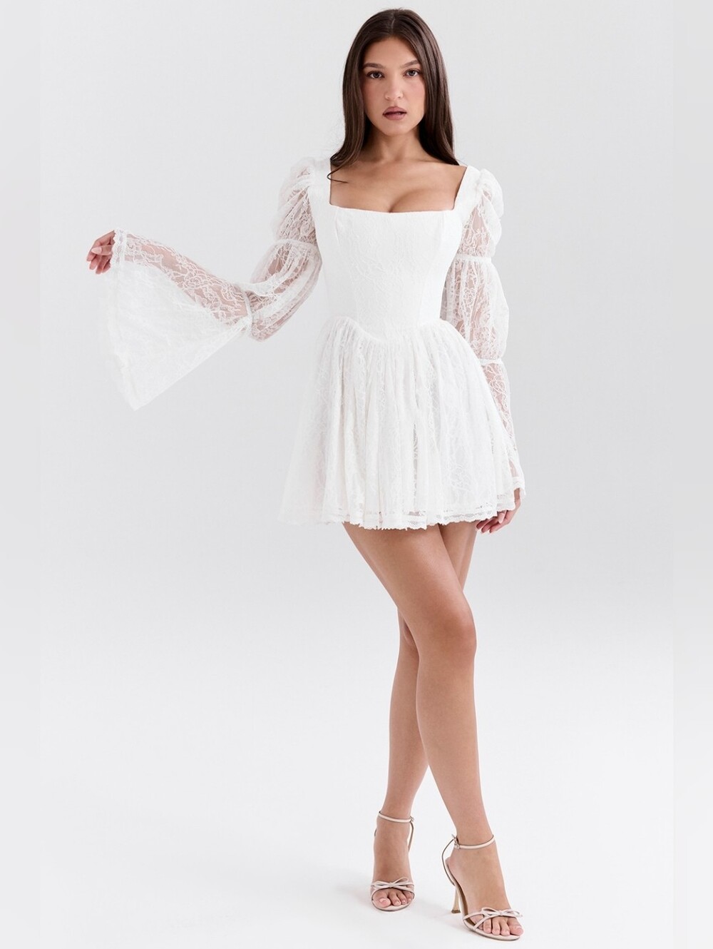House Of CB Dress Sancia White Lace Mini Size M NEW